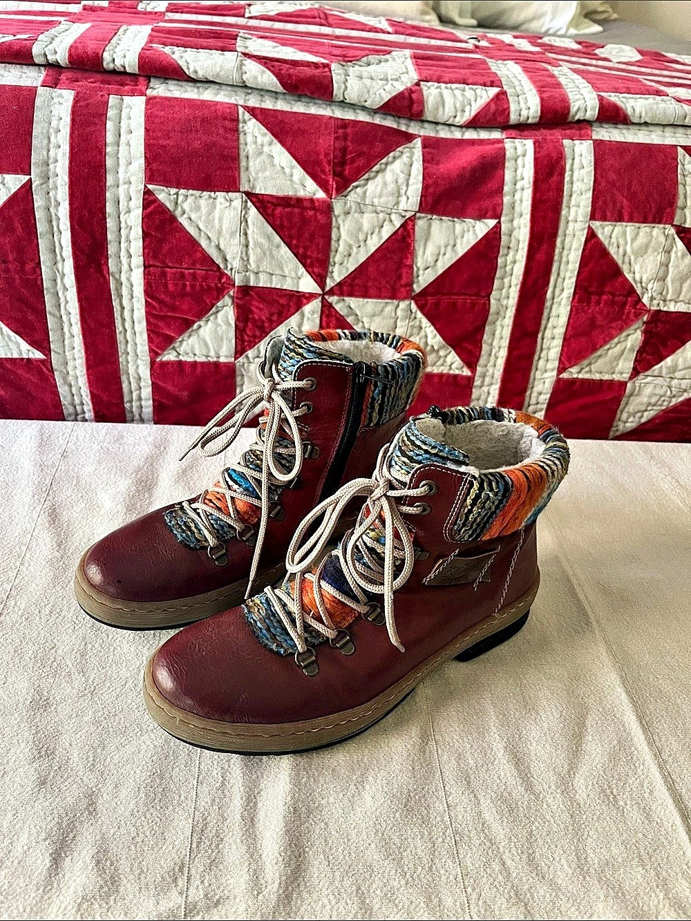 rieker Felicitas Ankle Boot Women's Burgundy & Multicolor Winter Boots